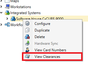 Right-click menu for C·CURE 9000.