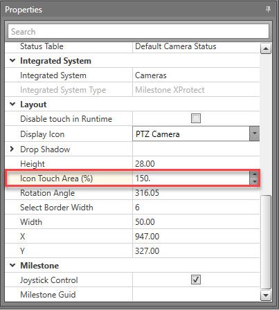 Icon Touch Area property