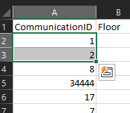 First and second cells highlighted