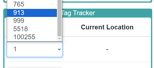 Selecting a tag to track in the tag tracker