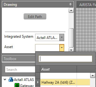 Selecting the asset the polyline shall be assigned to.